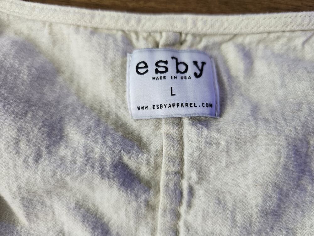 Esby L XL Boxy V-neck Top Tunic Lagenlook Capsule Minimalist Made In USA